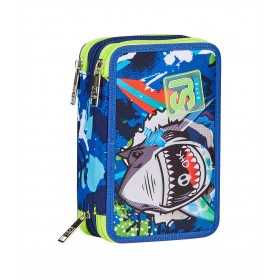 ASTUCCIO scuola 3 ZIP seven SJ GANG pencil case SHARKSTORY tre piani SQUALO completo SEVEN - 1