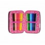 ASTUCCIO scuola 3 ZIP seven SJ GANG pencil case HEART LOLLY tre piani ROSA completo SEVEN - 4
