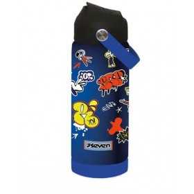 BORRACCIA seven ACCIAIO INOX tenuta stagna BLU E NERO bottle TERMICA caldo e freddo SEVEN - 1