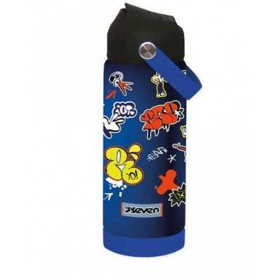 BORRACCIA seven ACCIAIO INOX tenuta stagna BLU E NERO bottle TERMICA caldo e freddo SEVEN - 1