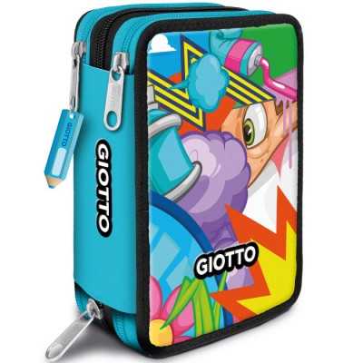ASTUCCIO scuola 3 ZIP giotto YOUNG STREET tre piani TRIPLO SCOMPARTO premium BLU completo - 1