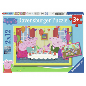 PUZZLE 2X12 ravensburger PEPPA PIG cm 26 x 18 SET DI 2 DA 12 PEZZI età 3+ Ravensburger - 1