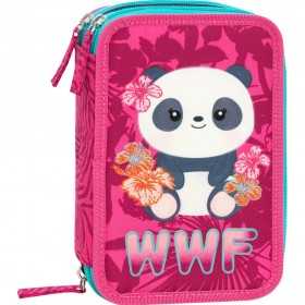 ASTUCCIO 3 ZIP triplo scomparto WWF GIRL accessoriato ROSA materiale per la scuola PANDA Franco Panini Ragazzi - 1