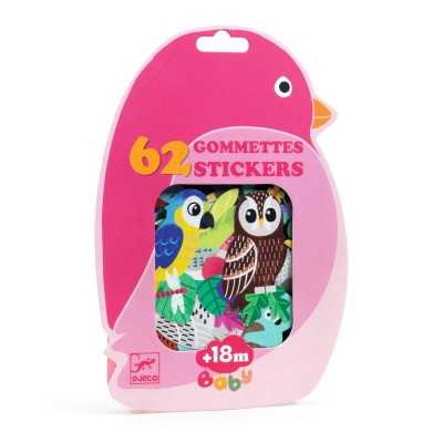 ADESIVI GIGANTI set di 62 stickers UCCELLI sagomati DJECO età 18 mesi + Djeco - 1