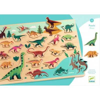 PUZZLE puzzlo DINO gigante IN LEGNO gioco ad incastro DINOSAURI con 22 pezzi DJECO DJ01832 età 2+ Djeco - 1