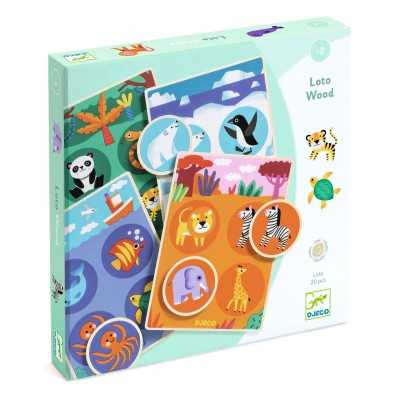 LOTO WOOD animali del mondo PEZZI IN LEGNO tombola DJECO DJ01615 età 2+ Djeco - 1