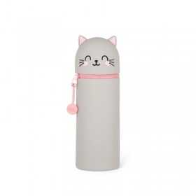 ASTUCCIO 2 IN 1 gatto 2024 KAWAII con zip GRIGIO legami IN SILICONE Legami - 1