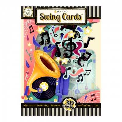 MUSIC biglietto d'auguri SWING CARD santoro 3D POP UP musica Santoro - 1