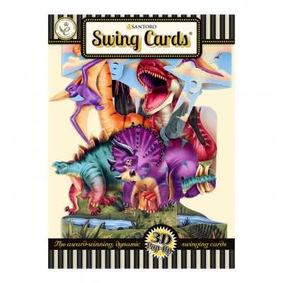 DINOSAURS biglietto d'auguri SWING CARD santoro 3D POP UP dinosauri Santoro - 1