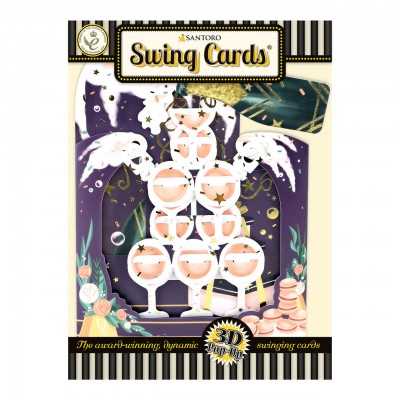 CONGRATULATIONS biglietto d'auguri SWING CARD santoro 3D POP UP bicchieri brindisi Santoro - 1