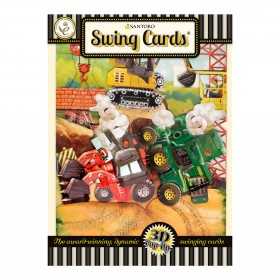 TRACTORS AND DIGGERS biglietto d'auguri SWING CARD santoro 3D POP UP mezzi Santoro - 1