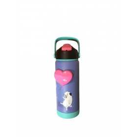 BORRACCIA in acciaio inox 304 VOL 500ML seven CUORE cartomania BLU caldo e freddo TENUTA STAGNA SEVEN - 1