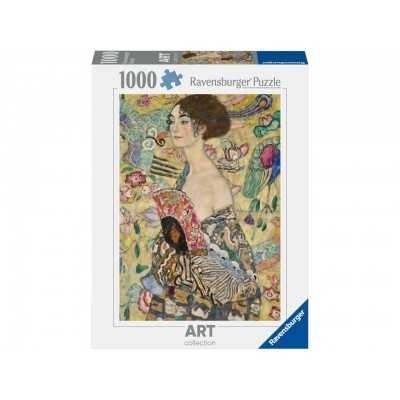 PUZZLE 1000 PEZZI ravensburger SIGNORA CON VENTAGLIO art collection KLIMT verticale Ravensburger - 1