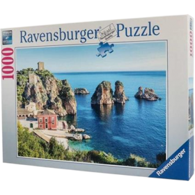 PUZZLE 1000 PEZZI ravensburger FARAGLIONI DI SCOPELLO originale SICILIA