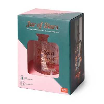 JAR OF STARS bottiglia in vetro con filo di luci LED legami FOLLOW YOUR DREAMS to reach the stars Legami - 1