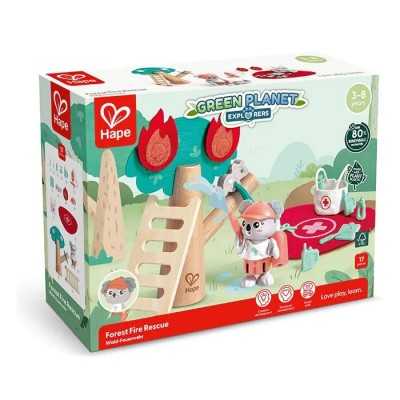 SOCCORSO ANTINCENDIO NELLA FORESTA in bamboo HAPE con accessori E3421 green planet EXPLORERS età 3+ Hape - 1