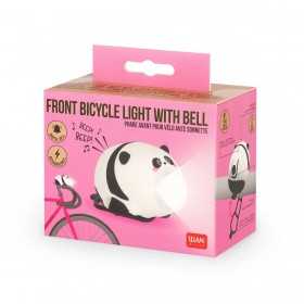 LUCE ANTERIORE PER BICICLETTA CON CAMPANELLO legami PANDA bici FRONT BICYCLE LIGHT WITH BELL