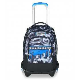 TROLLEY JACK tre ruote 3WD scuola DETACH seven QUICK GRAFFITI BOY vol 37 litri ZAINO staccabile 3 IN 1 SEVEN - 1