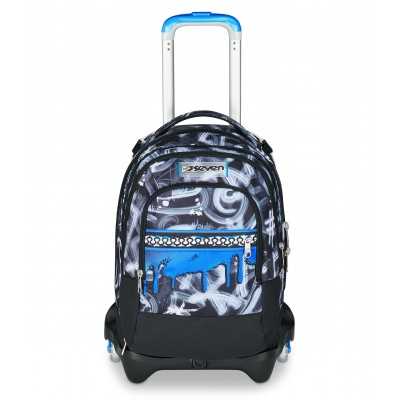 TROLLEY JACK tre ruote 3WD scuola DETACH seven QUICK GRAFFITI BOY vol 37 litri ZAINO staccabile 3 IN 1 SEVEN - 1
