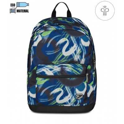 ZAINO scuola PRO XXL seven VERDE BLU backpack CON EARPHONE WIRELESS the double SEVEN - 1