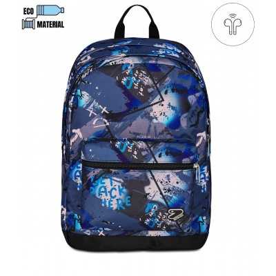 ZAINO scuola PRO XXL seven BLU AZZURRO backpack CON EARPHONE WIRELESS the double SEVEN - 2