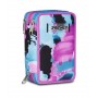 ASTUCCIO triplo scomparto QUICK GRAFFITI GIRL con 3 zip SCUOLA seven COMPLETO di materiale SEVEN - 1