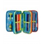 ASTUCCIO triplo scomparto SCRIBBLED FLAME con 3 zip SCUOLA seven COMPLETO di materiale SEVEN - 2