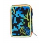 ASTUCCIO triplo scomparto SCRIBBLED FLAME con 3 zip SCUOLA seven COMPLETO di materiale SEVEN - 7