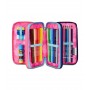 ASTUCCIO triplo scomparto SHADY DYE GIRL con 3 zip SCUOLA seven COMPLETO di materiale SEVEN - 2