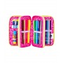 ASTUCCIO triplo scomparto GAME LED GIRL con 3 zip SJ GANG seven COMPLETO di materiale SCUOLA SEVEN - 2