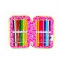 ASTUCCIO triplo scomparto GAME LED GIRL con 3 zip SJ GANG seven COMPLETO di materiale SCUOLA SEVEN - 5