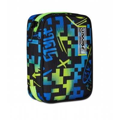 ASTUCCIO attrezzato SPEED PAD con zip SCRIBBLED FLAME seven SCUOLA completo di materiale SEVEN - 1