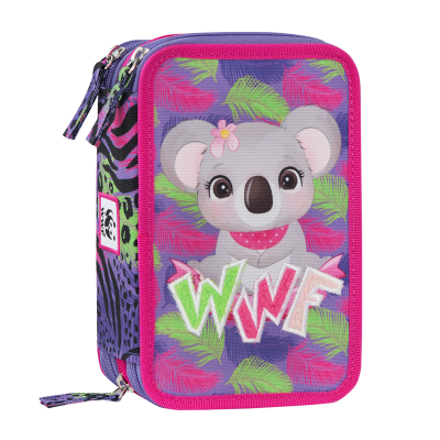 ASTUCCIO 3 ZIP triplo scomparto WWF GIRL accessoriato KOALA materiale per la scuola