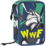 ASTUCCIO 3 ZIP triplo scomparto WWF accessoriato LUPO materiale per la scuola BOY
