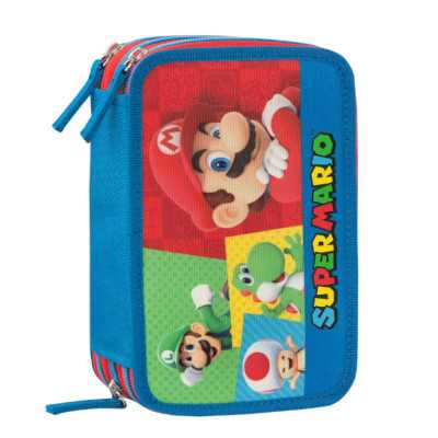 ASTUCCIO 3 ZIP triplo scomparto 2025 accessoriato SUPER MARIO materiale per la scuola