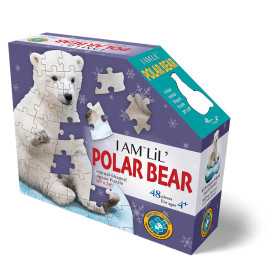 PUZZLE SAGOMATO madd capp 48 PEZZI orso polare I AM LIL' POLAR BEAR età 4+