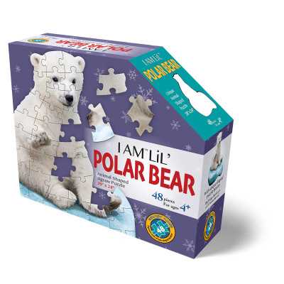 PUZZLE SAGOMATO madd capp 48 PEZZI orso polare I AM LIL' POLAR BEAR età 4+
