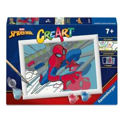 CREART kit artistico SPIDER MAN ravensburger 10 COLORI con cornice UOMO RAGNO età 7+