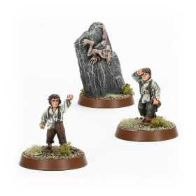 FRODO BAGGINS SAMWISE GAMGEE E GOLLUM set di miniature MIDDLE EARTH strategy battle game IN METALLO età 12+