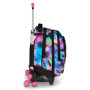 TROLLEY JACK tre ruote 3WD scuola DETACH seven WRITE DOWN VIOLA vol 37 litri ZAINO staccabile 3 IN 1