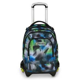 TROLLEY JACK tre ruote 3WD scuola DETACH seven WRITE DOWN GRIGIO BLU VERDE vol 37 litri ZAINO staccabile 3 IN 1