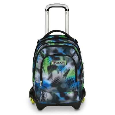 TROLLEY JACK tre ruote 3WD scuola DETACH seven WRITE DOWN GRIGIO BLU VERDE vol 37 litri ZAINO staccabile 3 IN 1