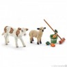 KIT CURA DELLA STALLA CON VITELLO E PECORA set da gioco FARM LIFE Schleich 41422 ANIMALI miniature in resina
