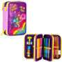 ASTUCCIO triplo scomparto INSIDE OUT 2 con 3 zip SCUOLA seven COMPLETO di materiale