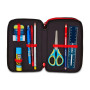 ASTUCCIO triplo scomparto MILAN con 3 zip SCUOLA seven COMPLETO di materiale