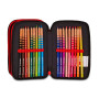ASTUCCIO triplo scomparto MILAN con 3 zip SCUOLA seven COMPLETO di materiale