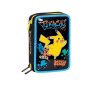 ASTUCCIO triplo scomparto POKEMON PIKACHU con 3 zip SCUOLA seven COMPLETO di materiale