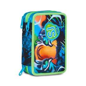 ASTUCCIO triplo scomparto AIR TIGER con 3 zip SJ GANG seven COMPLETO di materiale SCUOLA
