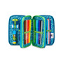 ASTUCCIO triplo scomparto AIR TIGER con 3 zip SJ GANG seven COMPLETO di materiale SCUOLA