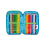 ASTUCCIO triplo scomparto AIR TIGER con 3 zip SJ GANG seven COMPLETO di materiale SCUOLA